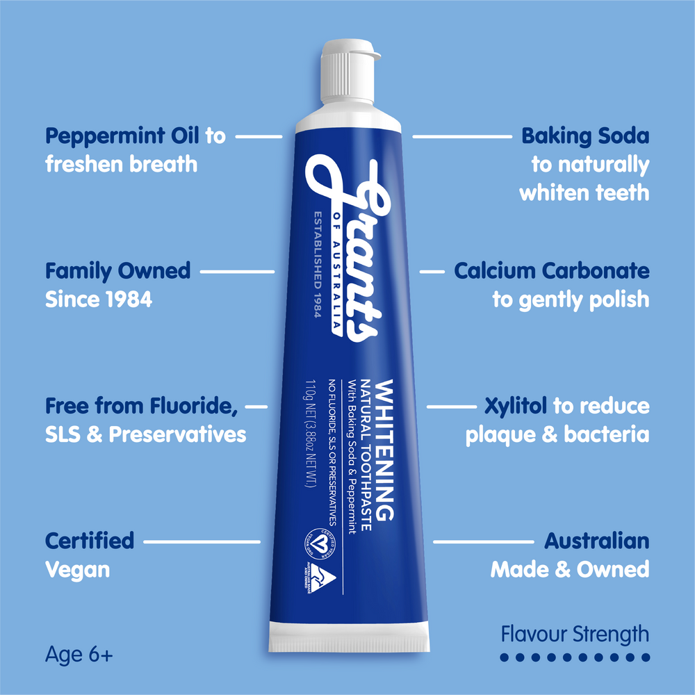 Whitening with Peppermint Natural Toothpaste- Fluoride Free - 110g