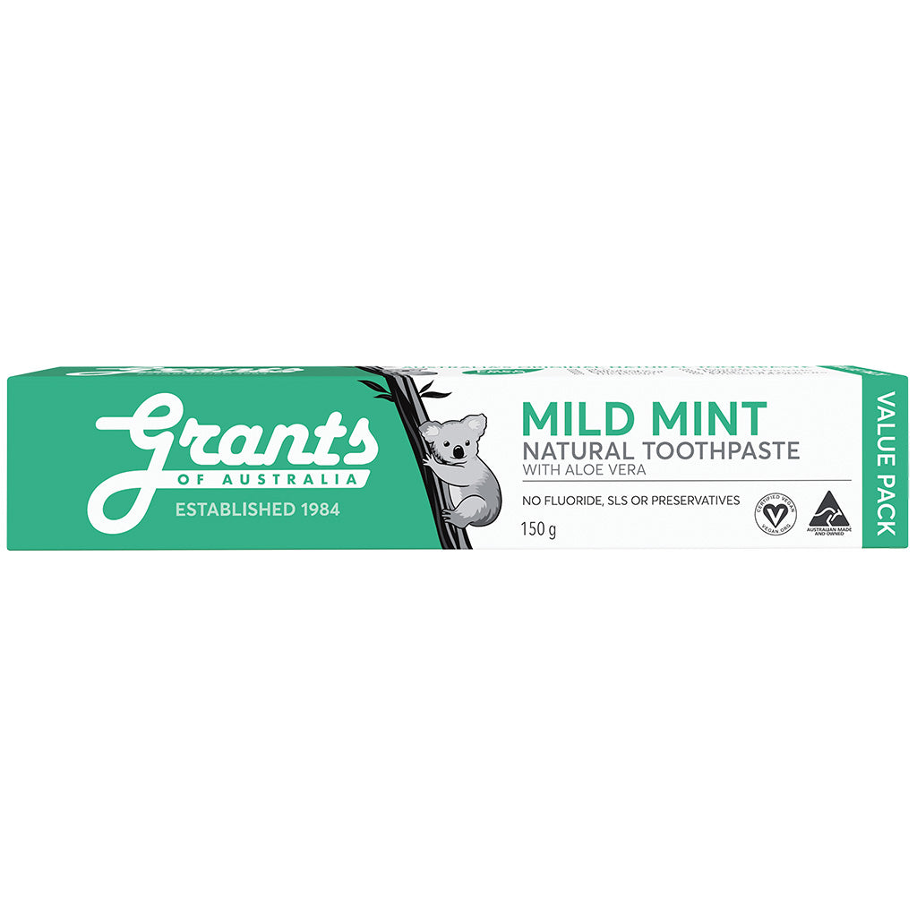 Australian Mild Mint Toothpaste vegan, natural, fluoride free Grants of Australia