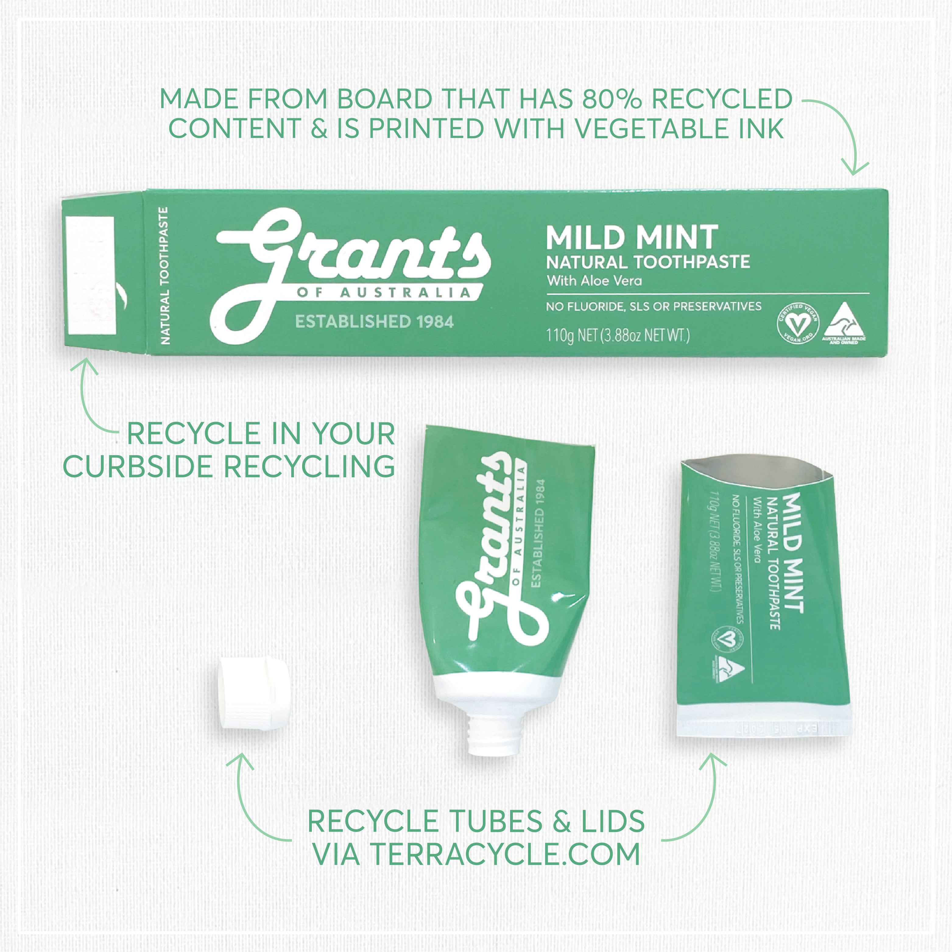 Toothpaste Australia Australian Mild Mint Toothpaste - vegan, natural, fluoride free ...