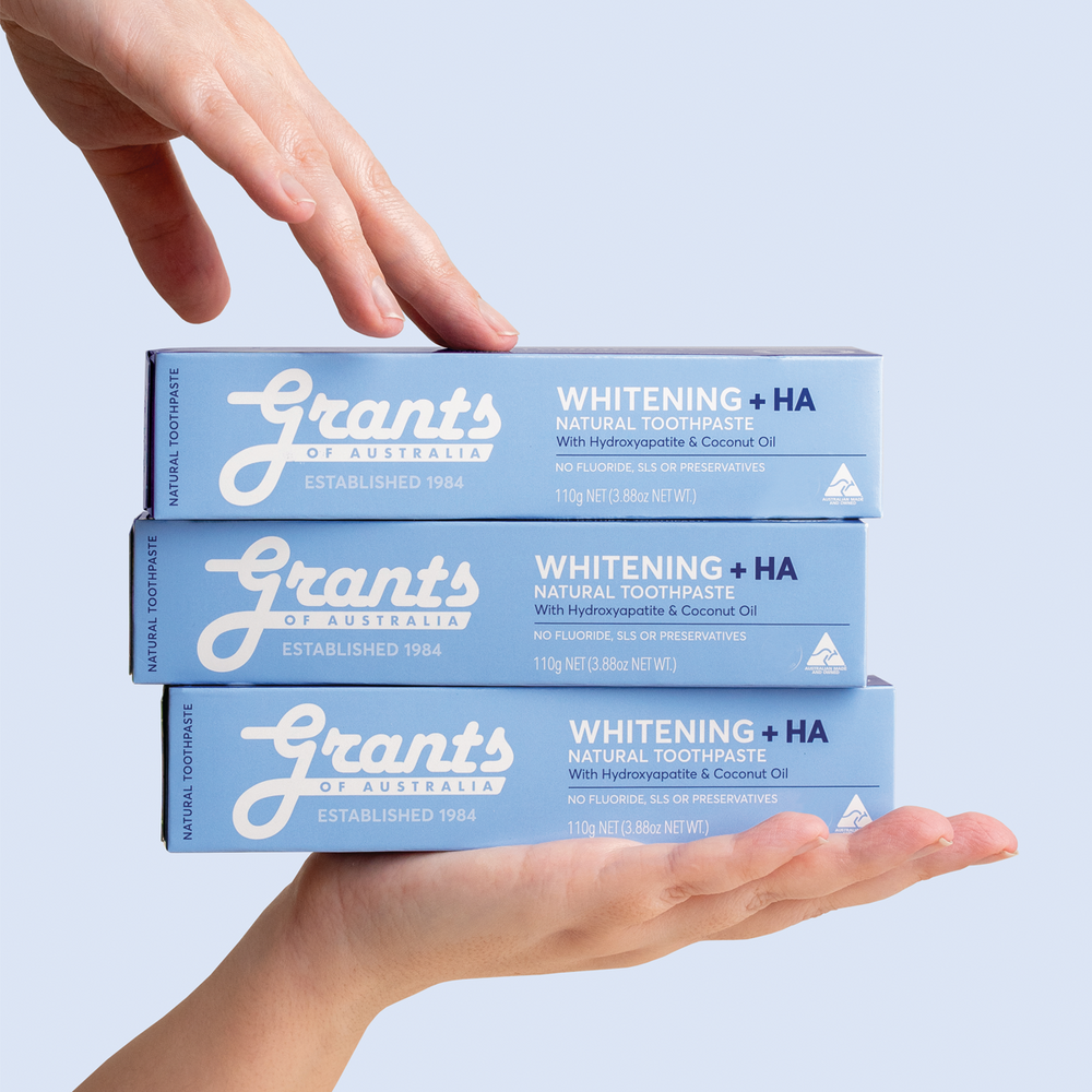 NEW Whitening +HA Natural Toothpaste - Fluoride Free - 110g